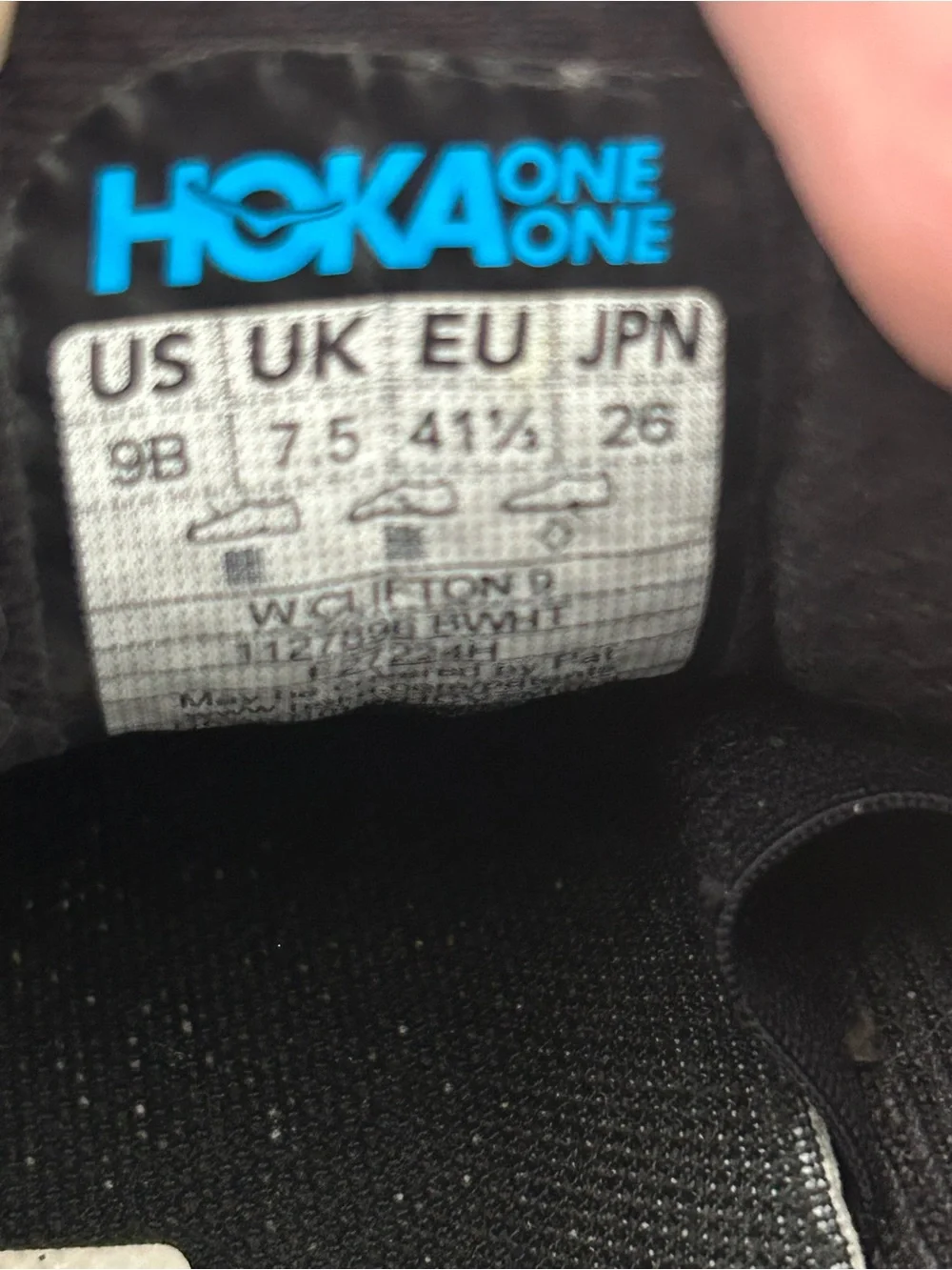 HOKA Clifton black athletic training running shoes sneakers women’s 9 Preowned